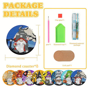 Diamond Painting Art Coaster Kit Special Shape (8PCS Halloween Gnome)