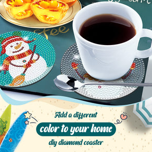 Diamond Painting Art Coaster Kit Special Shape (8PCS Xmas Snowman)