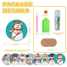 Load image into Gallery viewer, Diamond Painting Art Coaster Kit Special Shape (8PCS Xmas Snowman)
