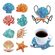 Load image into Gallery viewer, Diamond Painting Art Coaster Kit Special Shape (8PCS Seaside Shell)
