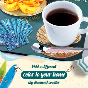 Diamond Painting Art Coaster Kit Special Shape (8PCS Seaside Shell)