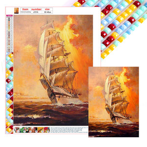 Sailing Boat 30*40CM(Canvas) Full Square Drill Diamond Painting