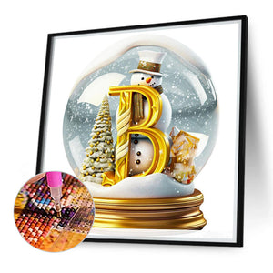 Christmas Alphabet Crystal Ball B 40*40CM(Canvas) Full Round Drill Diamond Painting