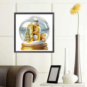 Christmas Alphabet Crystal Ball B 40*40CM(Canvas) Full Round Drill Diamond Painting