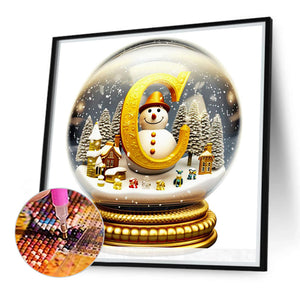 Christmas Alphabet Crystal Ball C 40*40CM(Canvas) Full Round Drill Diamond Painting