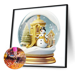 Christmas Alphabet Crystal Ball J 40*40CM(Canvas) Full Round Drill Diamond Painting