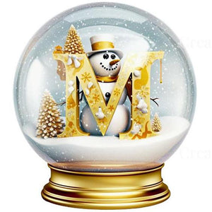 Christmas Alphabet Crystal Ball M 40*40CM(Canvas) Full Round Drill Diamond Painting