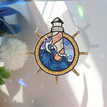 Load image into Gallery viewer, Special Shape Diamond Drawing Hanging Kit Suncatcher (Lighthouse Rudder)
