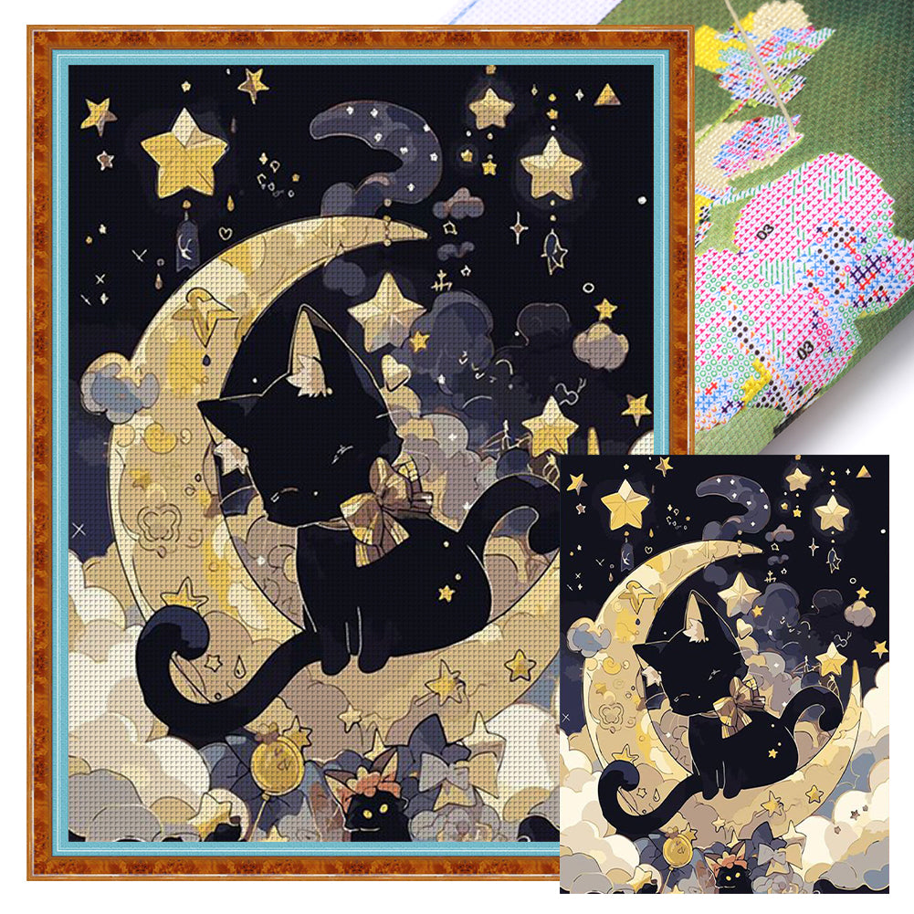 Moon Cat (40*53CM) 11CT 3 Stamped Cross Stitch