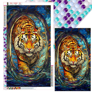 Marching Tiger 40*70CM(Canvas) Full Round Drill Diamond Painting