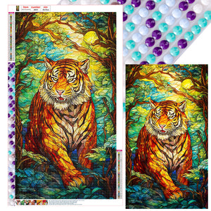 Tiger In The Forest 40*70CM(Canvas) Full Round Drill Diamond Painting