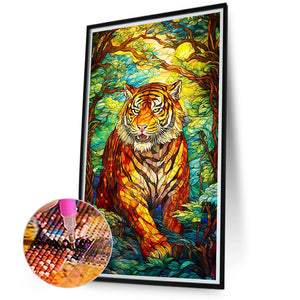 Tiger In The Forest 40*70CM(Canvas) Full Round Drill Diamond Painting