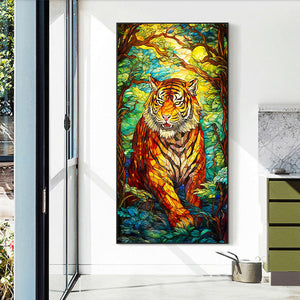Tiger In The Forest 40*70CM(Canvas) Full Round Drill Diamond Painting