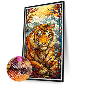 Tiger In Painting 40*70CM(Canvas) Full Round Drill Diamond Painting