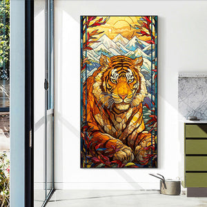 Tiger In Painting 40*70CM(Canvas) Full Round Drill Diamond Painting