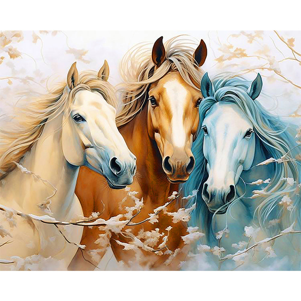 Flower Viewing Horse 50*40CM(Canvas) Full Round Drill Diamond Painting