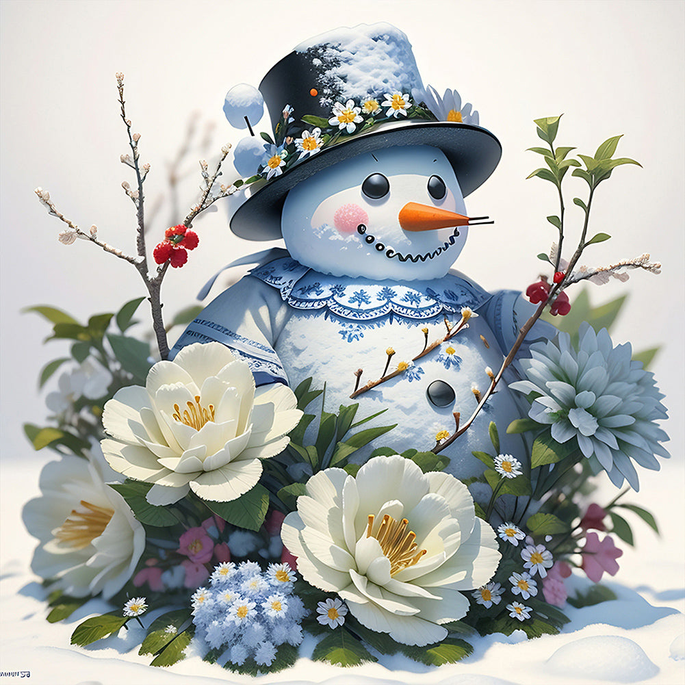 Snowman 40*40CM(Canvas) Full Round Drill Diamond Painting