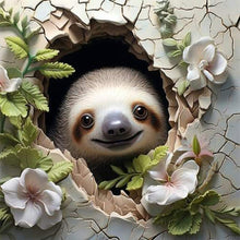 Load image into Gallery viewer, Sloth In Wall 40*40CM(Canvas) Full Round Drill Diamond Painting
