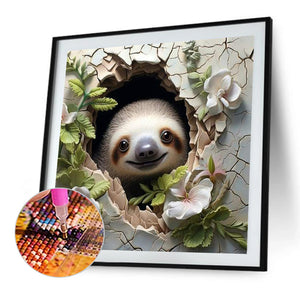 Sloth In Wall 40*40CM(Canvas) Full Round Drill Diamond Painting