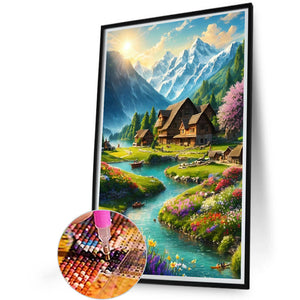 The Scenery At The Foot Of The Snow Mountain 40*60CM(Canvas) Full Round Drill Diamond Painting