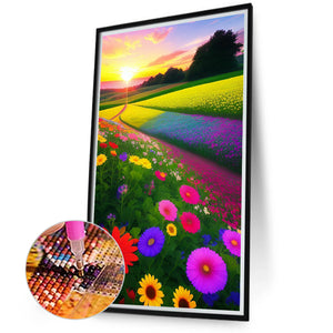 Flower Meadow 40*70CM(Canvas) Full Round Drill Diamond Painting