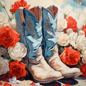 Floral Cowboy Boots 40*40CM(Canvas) Full Round Drill Diamond Painting