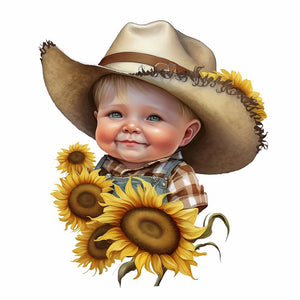 Sunflower Cowboy Boy 40*40CM(Canvas) Full Round Drill Diamond Painting
