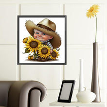 Load image into Gallery viewer, Sunflower Cowboy Boy 40*40CM(Canvas) Full Round Drill Diamond Painting
