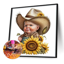 Load image into Gallery viewer, Sunflower Cowboy Boy 40*40CM(Canvas) Full Round Drill Diamond Painting
