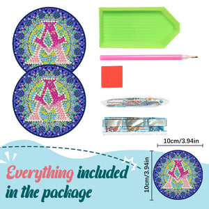 2PCS Diamond Painting DIY Coaster Acrylic Special Shape Alphabet (Mandala A)