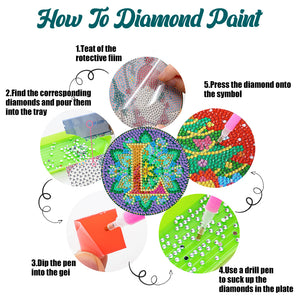 2PCS Diamond Painting DIY Coaster Acrylic Special Shape Alphabet (Mandala L)