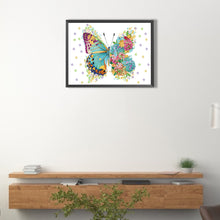 Load image into Gallery viewer, Green Butterfly Transforming Into Flower 40*30CM(Canvas) Partial Special Shaped Drill Diamond Painting
