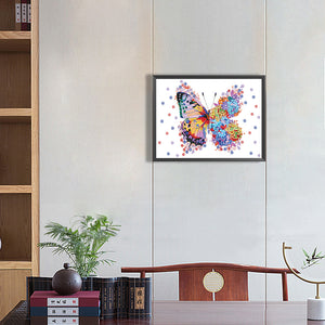 Purple Butterfly That Turns Into A Flower 40*30CM(Canvas) Partial Special Shaped Drill Diamond Painting