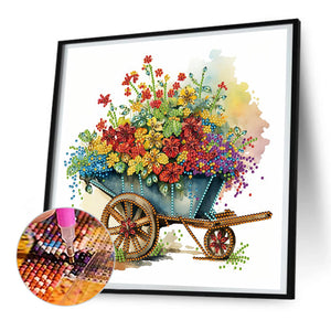 Flower And Iron Cart 30*30CM(Canvas) Partial Special Shaped Drill Diamond Painting