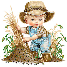 Load image into Gallery viewer, Farm Cowboy Kids 30*30CM(Canvas) Partial Special Shaped Drill Diamond Painting
