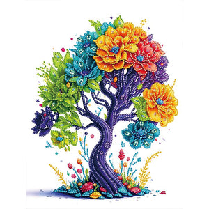 Tree Of Life¡¤Colorful Flowers 30*40CM(Canvas) Partial Special Shaped Drill Diamond Painting
