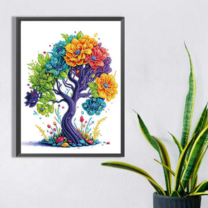 Tree Of Life¡¤Colorful Flowers 30*40CM(Canvas) Partial Special Shaped Drill Diamond Painting