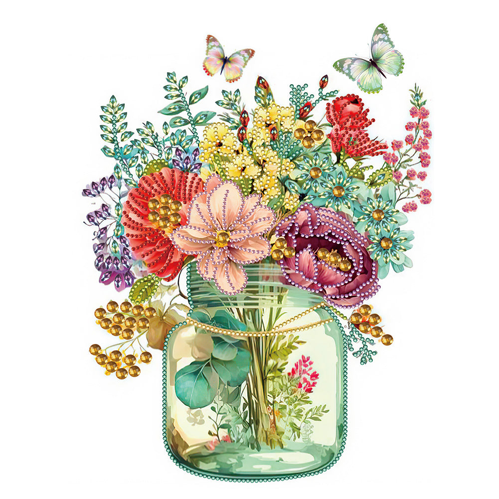 Vase And Flowers 30*40CM(Canvas) Partial Special Shaped Drill Diamond Painting