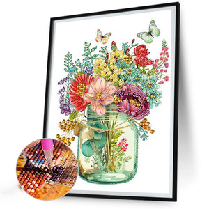 Vase And Flowers 30*40CM(Canvas) Partial Special Shaped Drill Diamond Painting