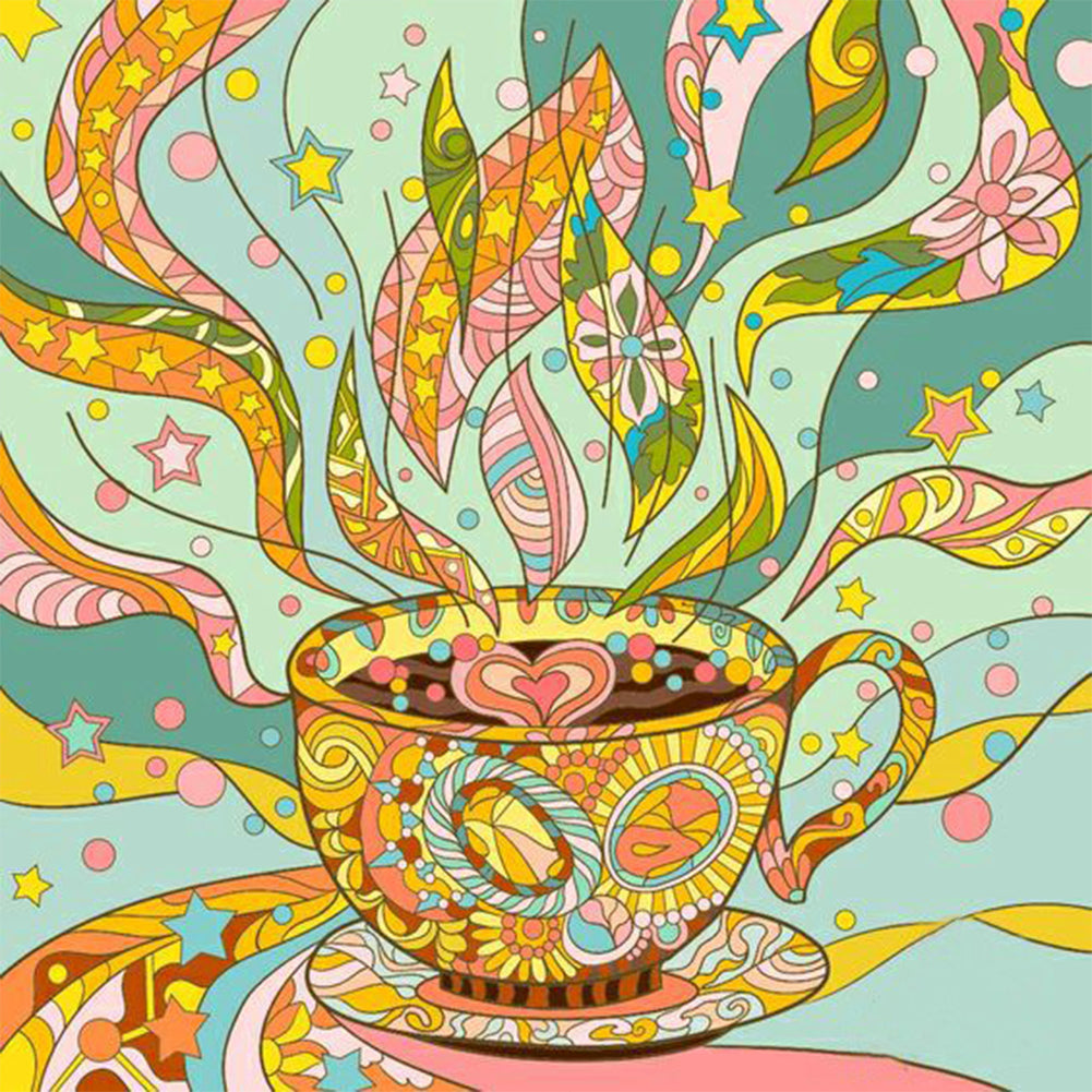 Tea Cup 40*40CM(Canvas) Full Round Drill Diamond Painting