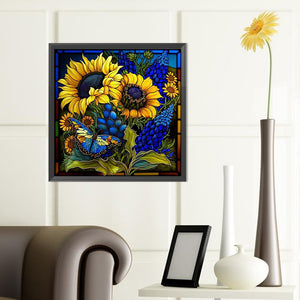 Sunflower Glass Painting 40*40CM(Canvas) Full Round Drill Diamond Painting