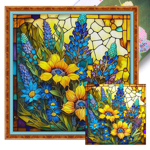 Glass Painting-Sunflower Bush (40*40CM) 11CT 3 Stamped Cross Stitch
