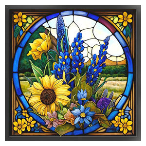 Glass Painting-Sunflower Bush (40*40CM) 11CT 3 Stamped Cross Stitch