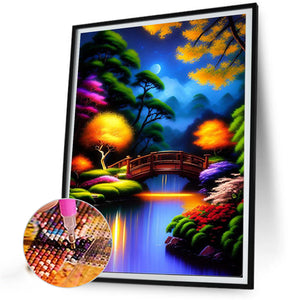 Night Bridge 40*50CM(Picture) Full Round Drill Diamond Painting