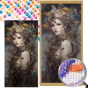 Maple Leaf Woman 40*80CM(Picture) Full Round Drill Diamond Painting
