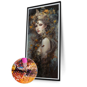 Maple Leaf Woman 40*80CM(Picture) Full Round Drill Diamond Painting