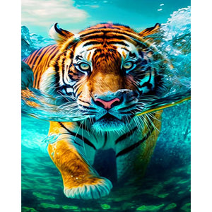 Swimming Tiger 40*50CM(Picture) Full Round Drill Diamond Painting