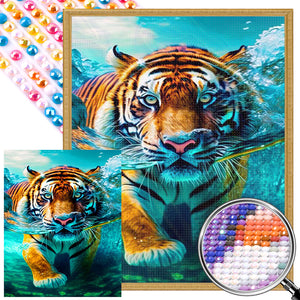 Swimming Tiger 40*50CM(Picture) Full Round Drill Diamond Painting