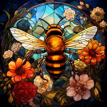 Load image into Gallery viewer, Flower Bee Glass Painting 40*40CM(Canvas) Full Round Drill Diamond Painting
