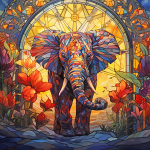 Elephant Glass Painting 40*40CM(Canvas) Full Round Drill Diamond Painting